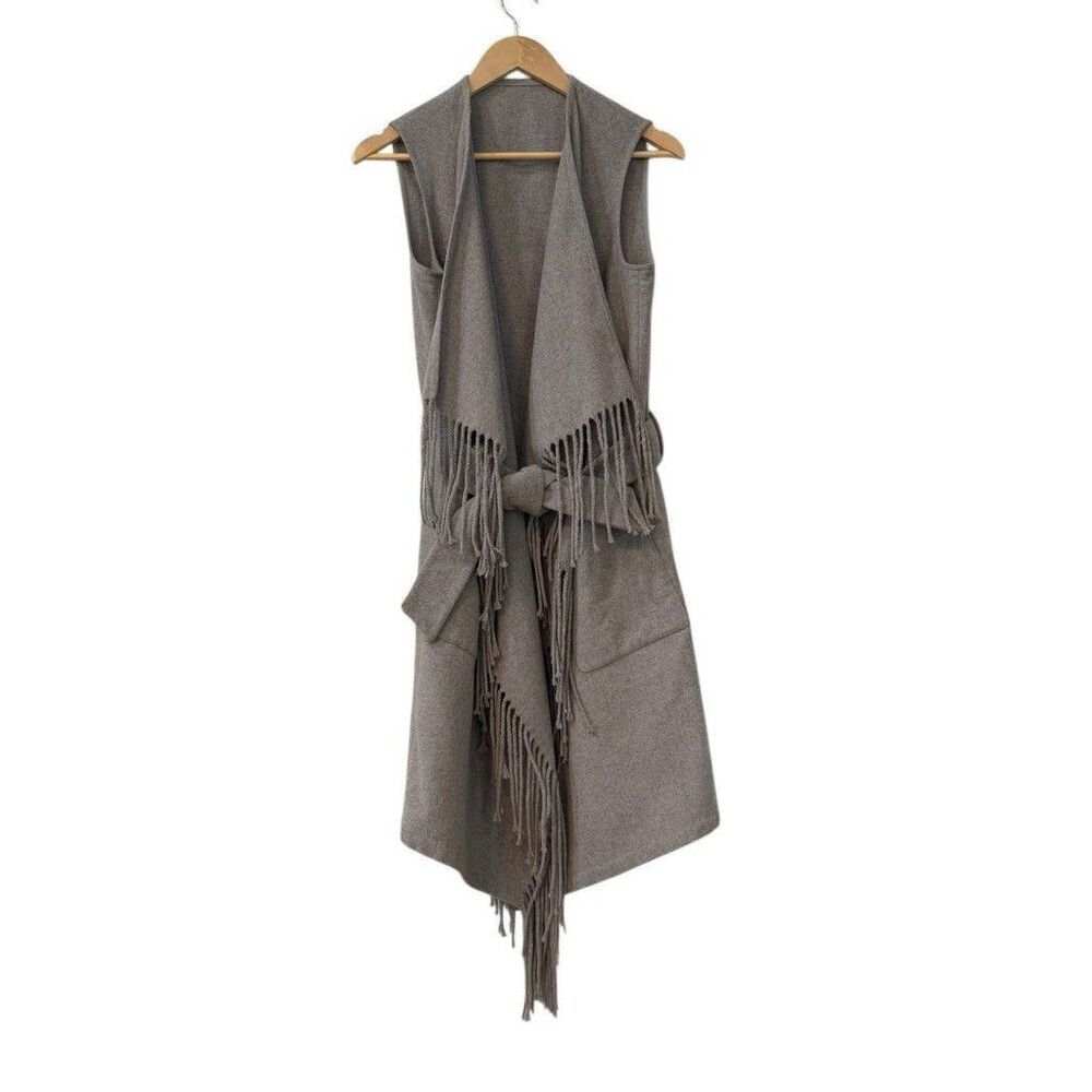 ALLSAINTS WOMENS PAXON SLEEVELESS WOOL COAT COATIGAN OVERCOAT GREY XS